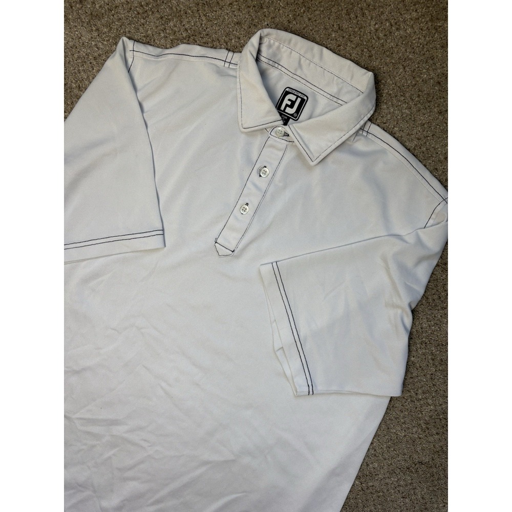 FJ Footjoy Mens XXL Golf Performance Athletic Fit‎ Polo Short Sleeve Solid White